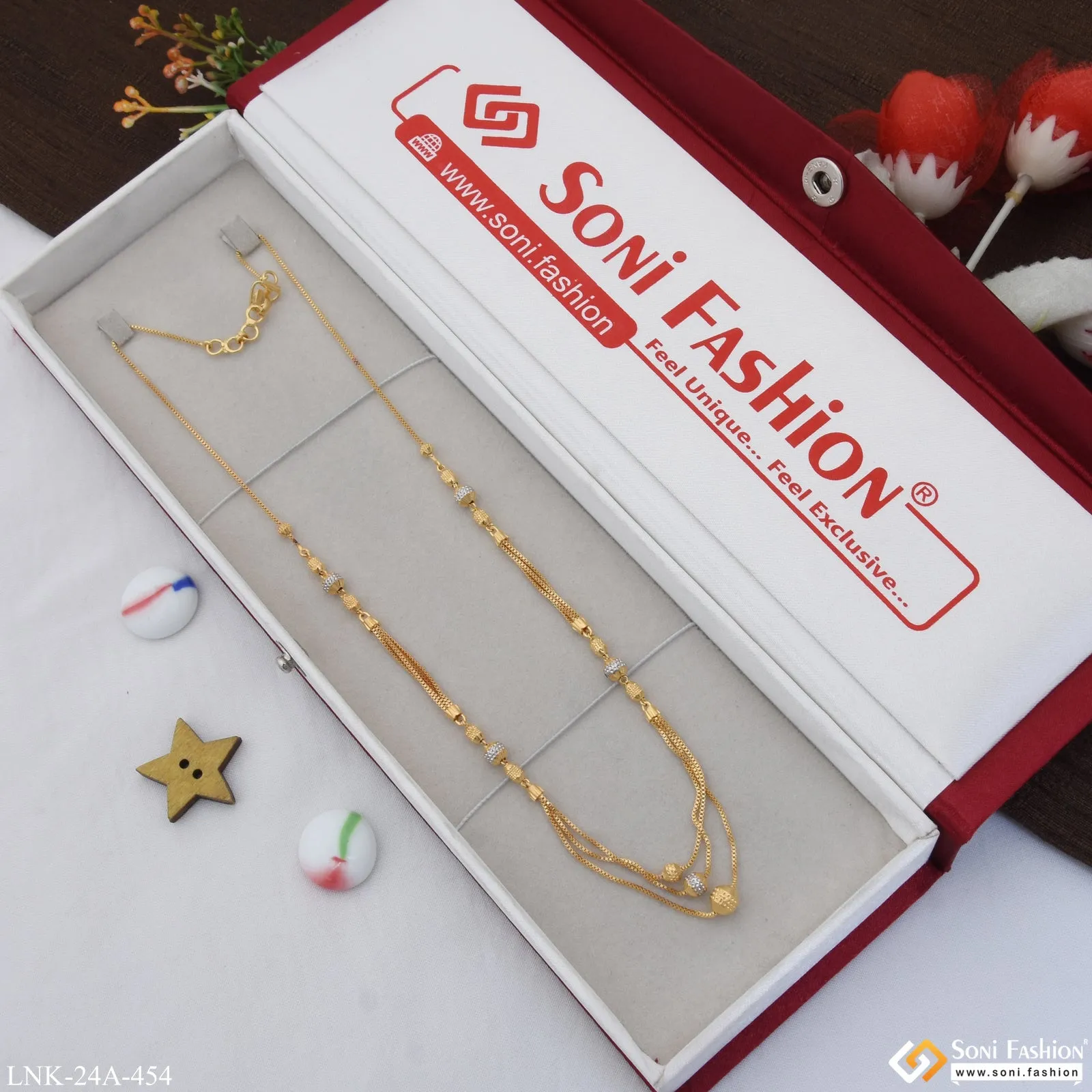 1 Gram Gold Plated Best Quality Funky Design Necklace for Ladies - Style A454