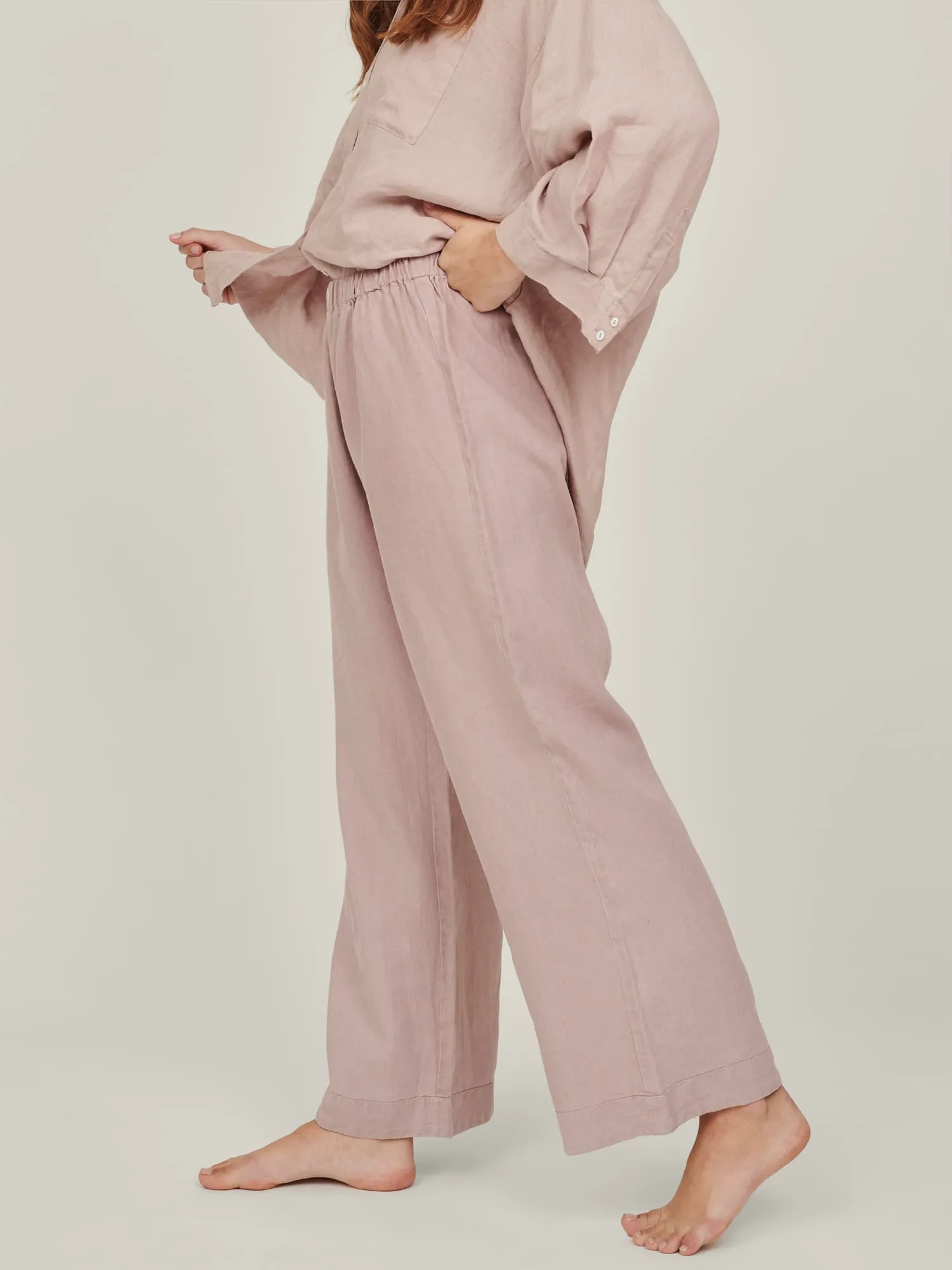 100% Linen pants in Rosa