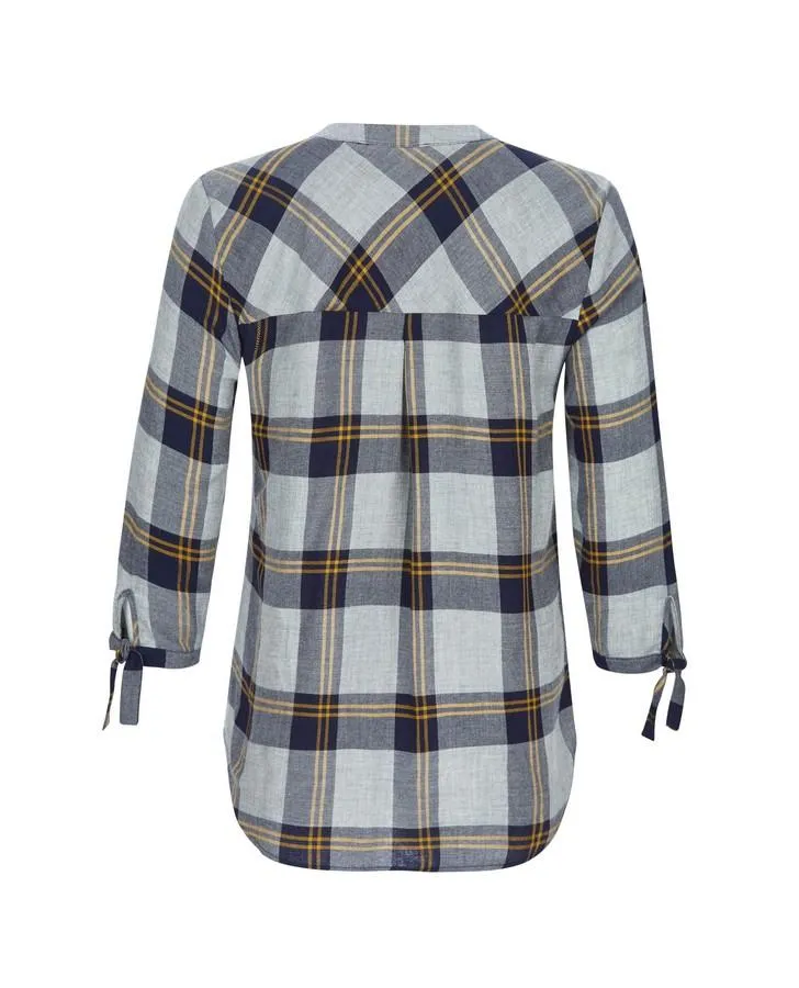 3/4 Sleeve Twill Check Top