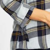 3/4 Sleeve Twill Check Top