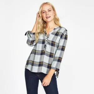 3/4 Sleeve Twill Check Top