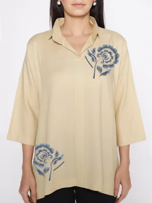 Beige Rayon ShirtTop - Astrantia