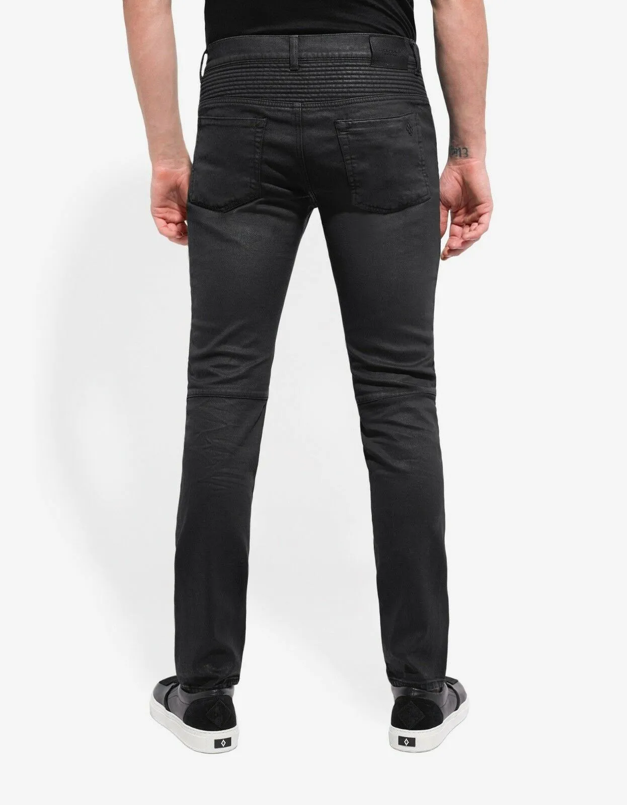 Black Biker Slim Fit Overdye Jeans