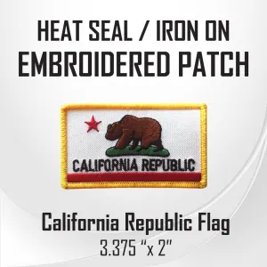 California Republic Flag Embroidered Patch (3.375" x 2")