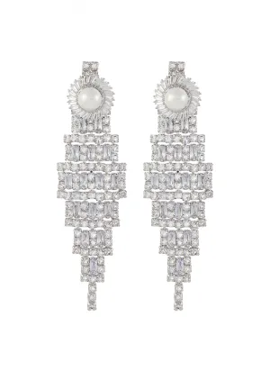 CHANDELIER CRYSTAL PEARL DROP EARRINGS