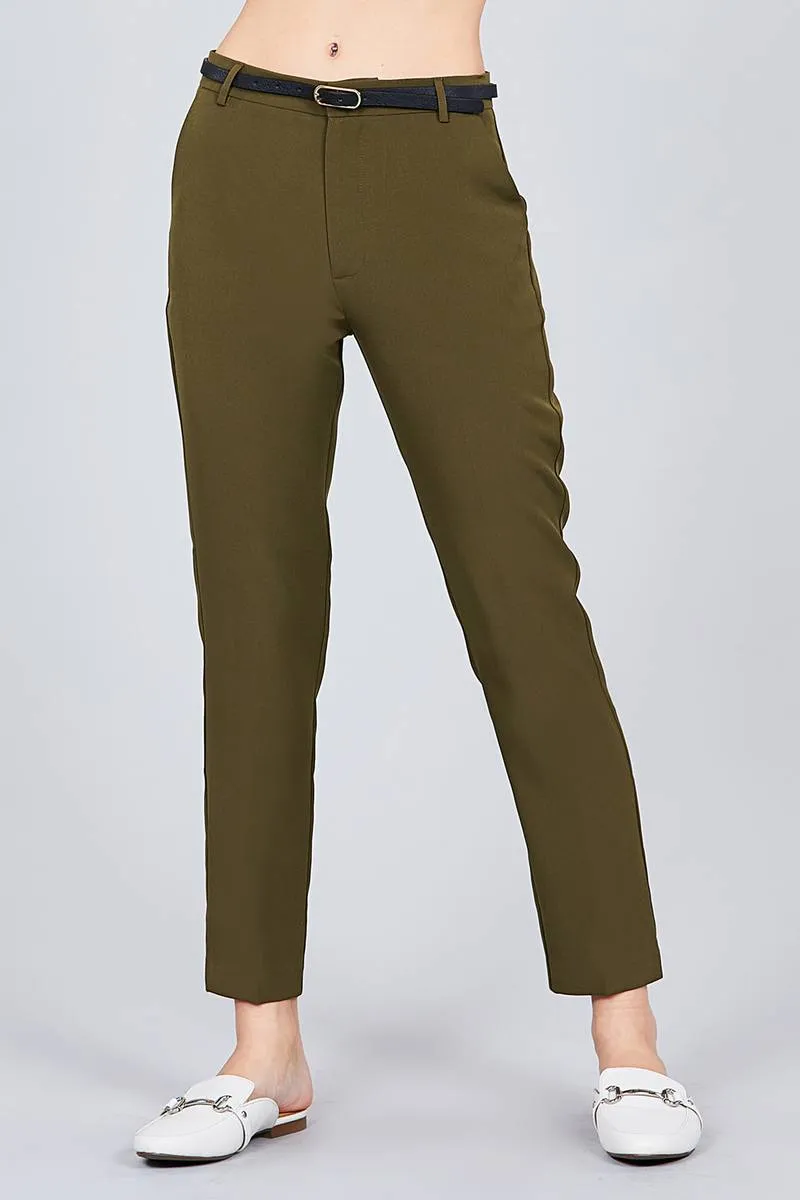 Classic Woven Pants W/belt - 2 colors