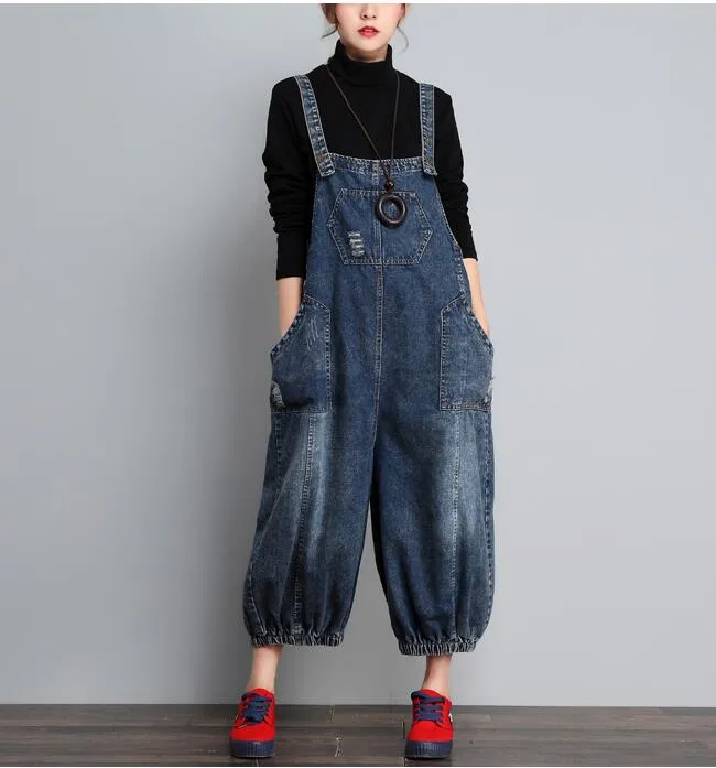 Denim Loose Casual Spring Denim Overall Women Jumpsuits Dress