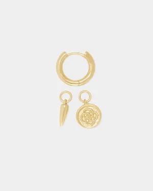 Dira Coin Huggie Earrings