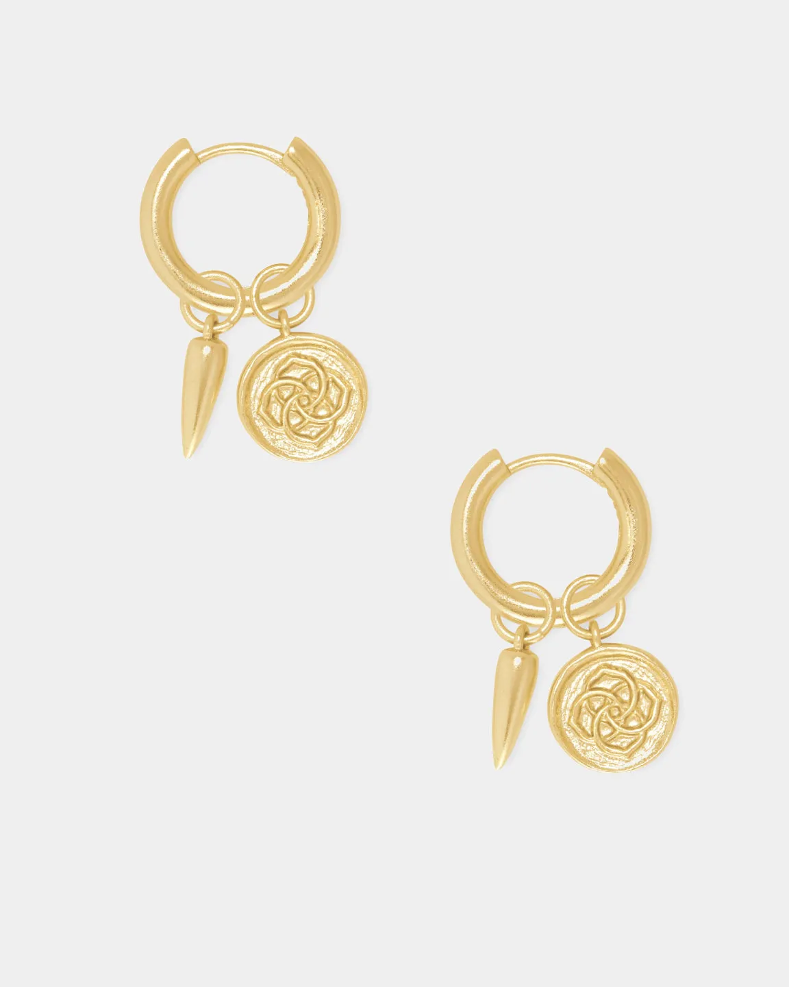 Dira Coin Huggie Earrings