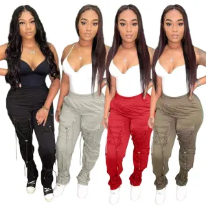 Fashion personality lace up trousers（AY2497)