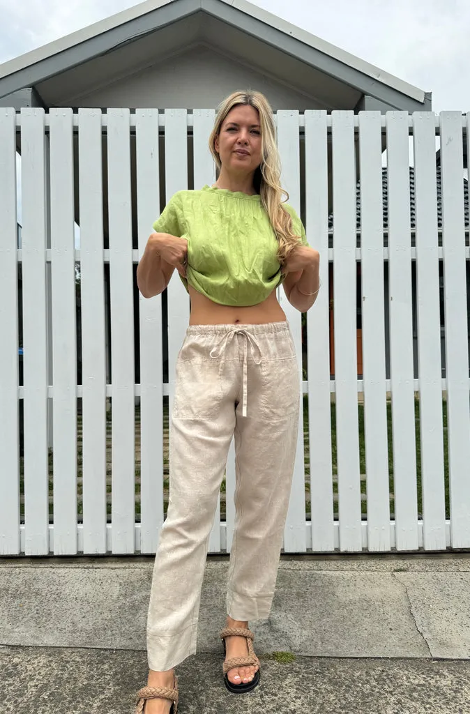 Frockk Darcy Linen Pant in Almond