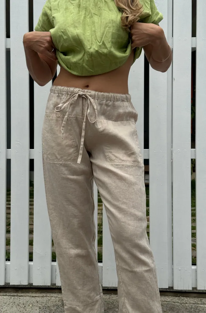 Frockk Darcy Linen Pant in Almond