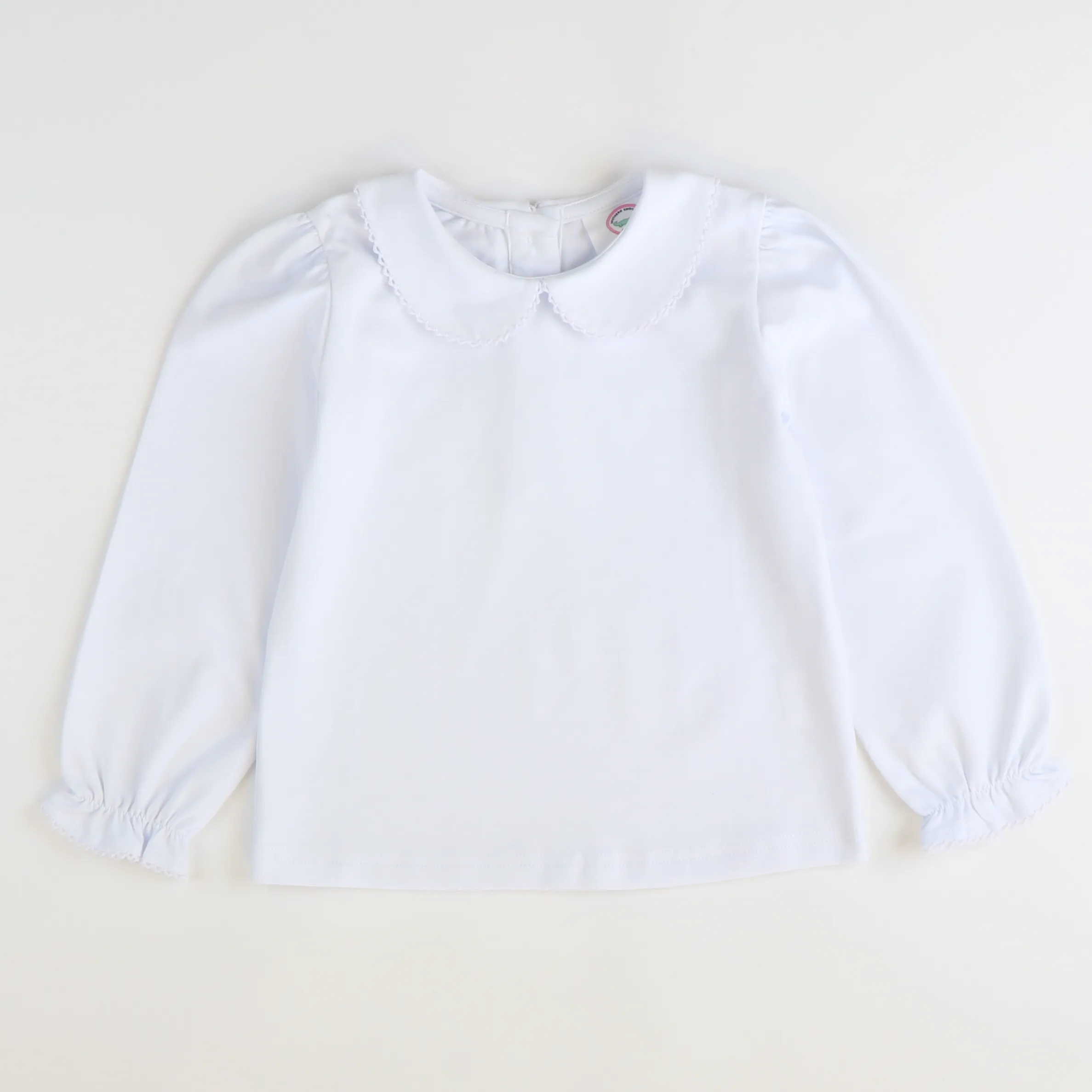 Girls Classic L/S Blouse - White Knit