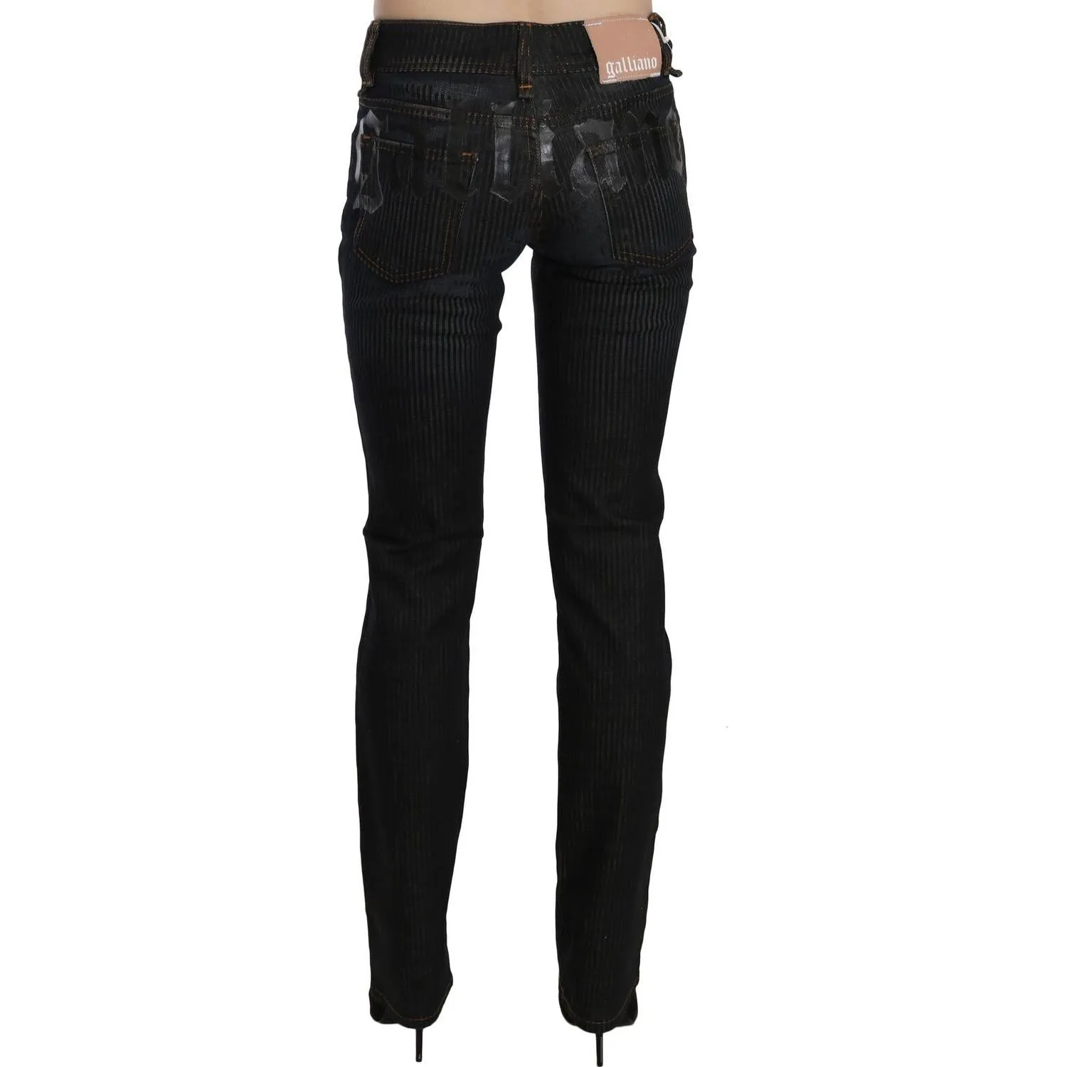 John Galliano Elegant Black Slim Fit Corduroy Jeans