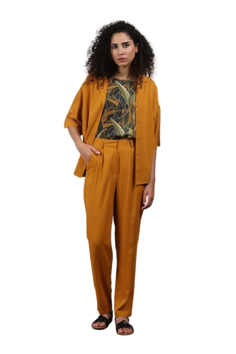 Lina Ecovero Mustard Pleated Suit Pants