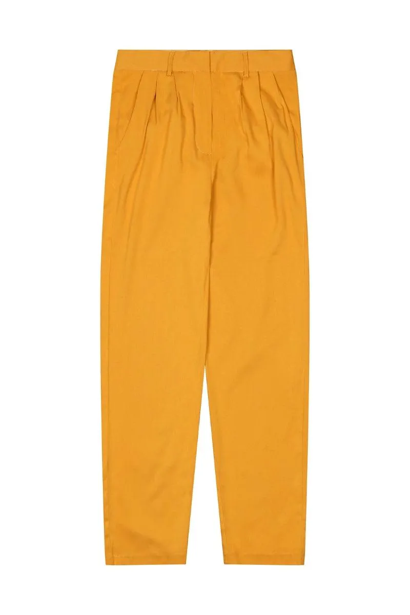 Lina Ecovero Mustard Pleated Suit Pants