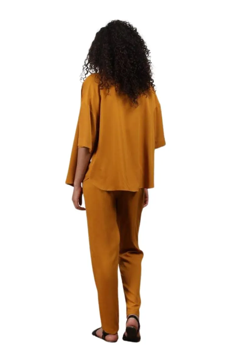 Lina Ecovero Mustard Pleated Suit Pants