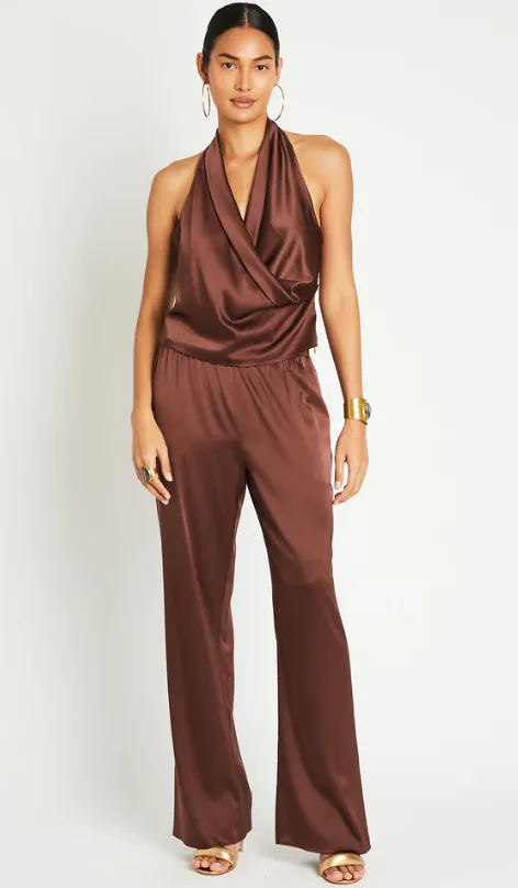 Liz Silk Pants Chocolate