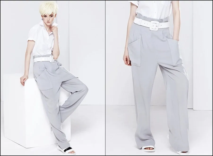 Loose Straight Minimalist Pant// Perspective Pleated Wide Leg Pants // Loose Casual Pant