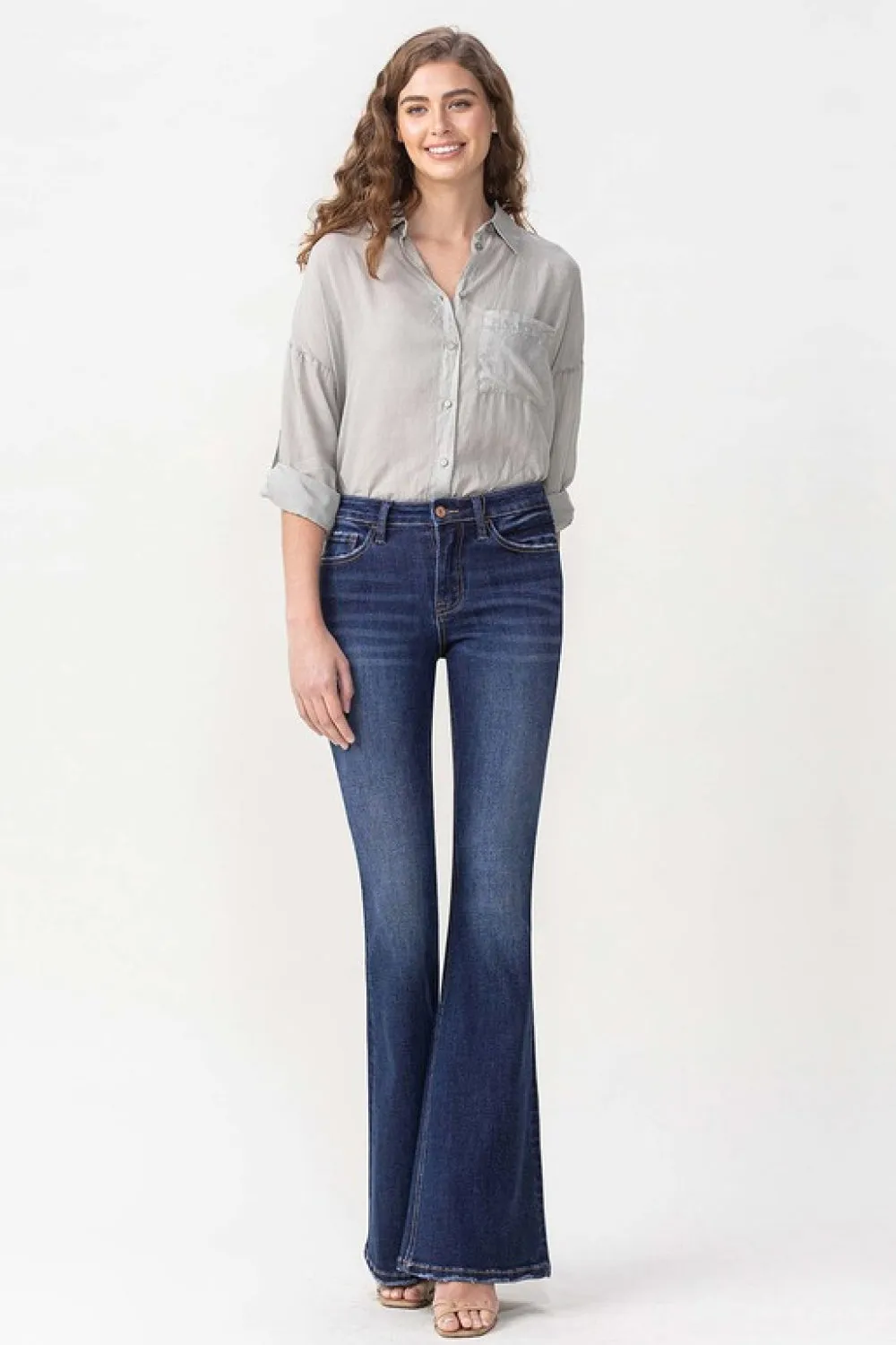 Lovervet Full Size Joanna Midrise Flare Jeans - Ships from The US