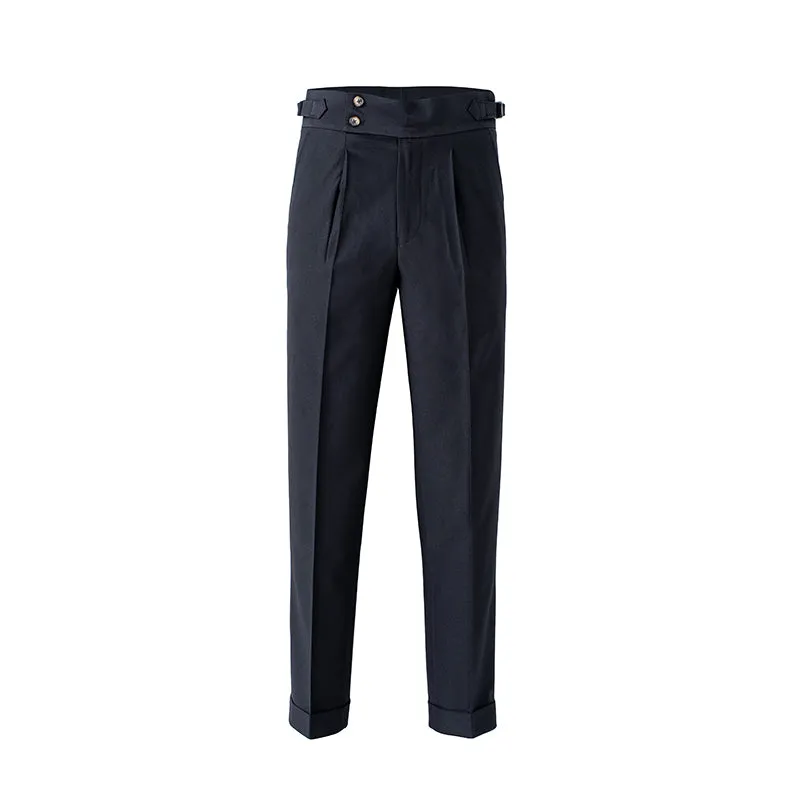 Men's British High Waist Pants Straight Leg Casual Non-Iron Business Trousers