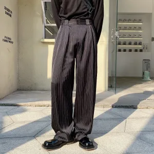 Men's Business Casual Pinstripe Loose Wide Leg Pants