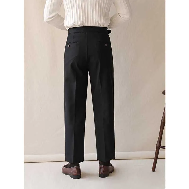 Men's Business Straight High Waist Casual Suit Pants