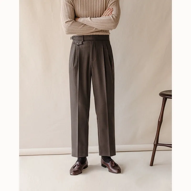 Men's Business Straight High Waist Casual Suit Pants