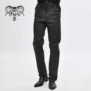 Men's Gothic Chinese Button Jacquard Pants