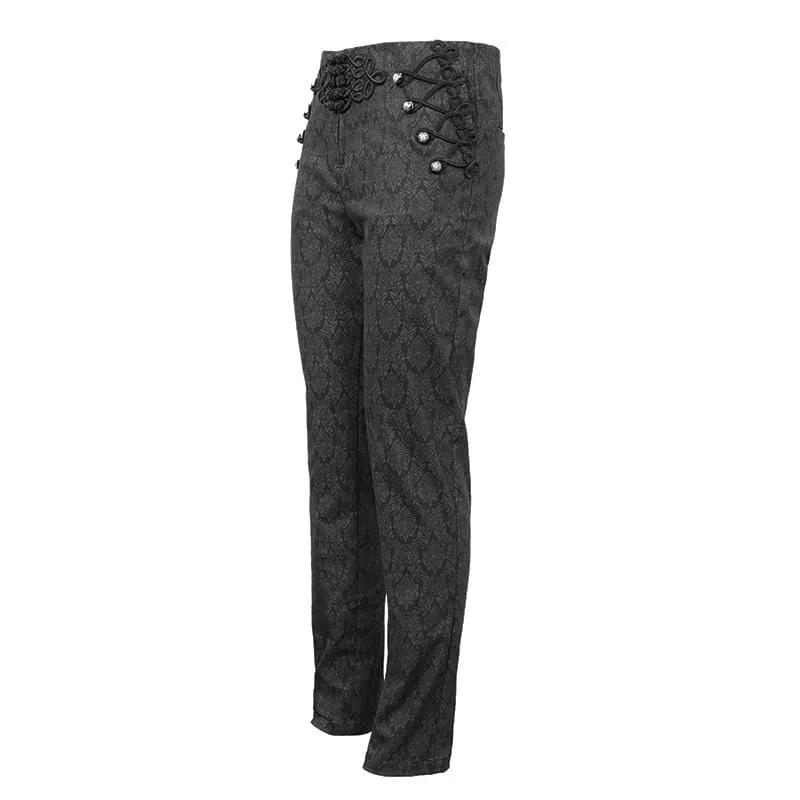 Men's Gothic Chinese Button Jacquard Pants