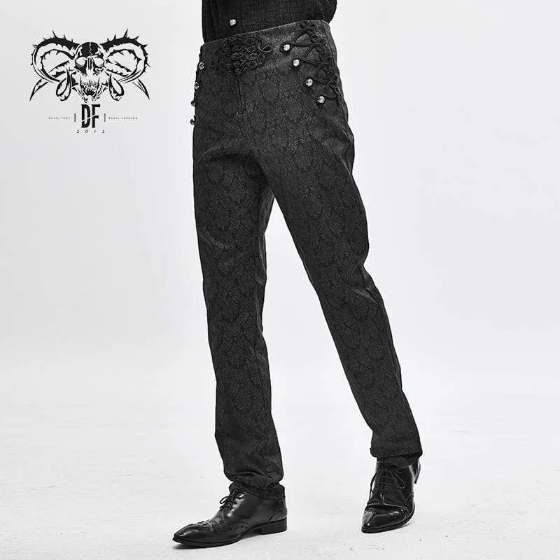 Men's Gothic Chinese Button Jacquard Pants