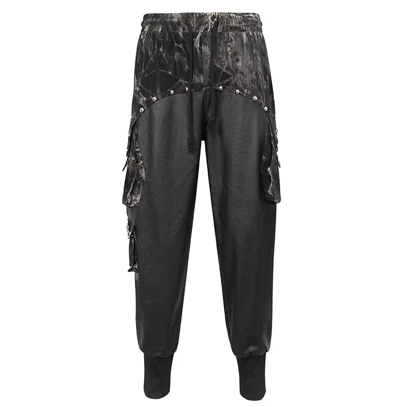 Men's Gothic Tie-dyed Splice Jogger Pants