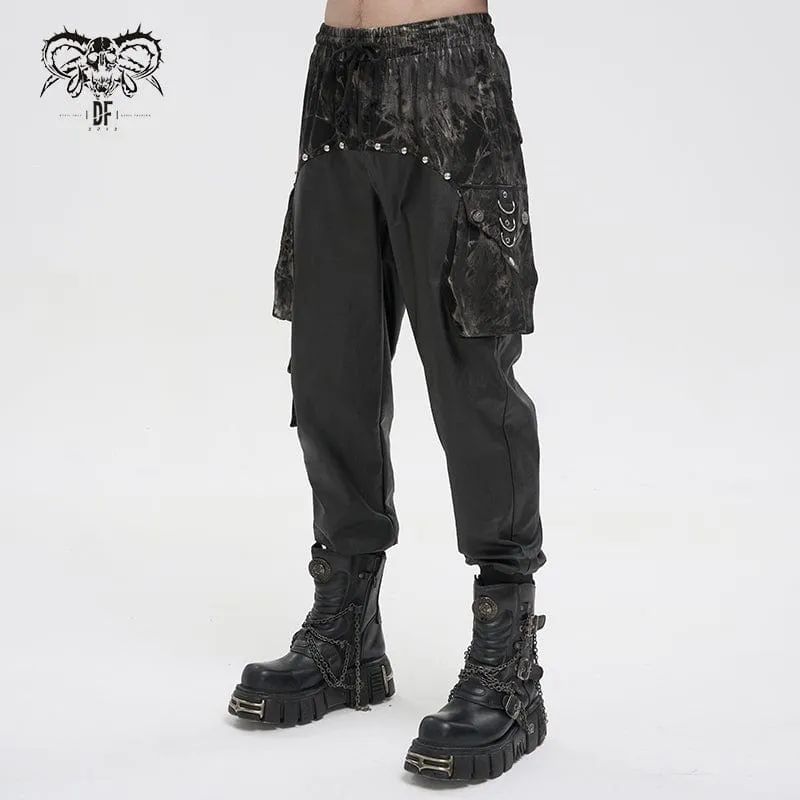 Men's Gothic Tie-dyed Splice Jogger Pants