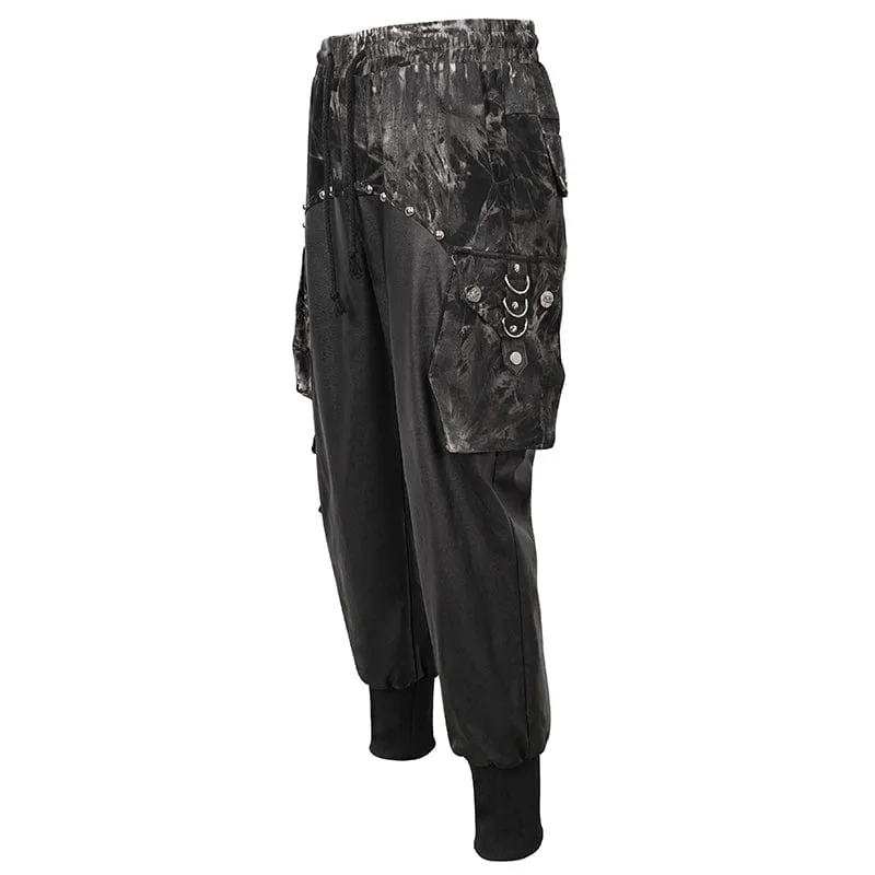 Men's Gothic Tie-dyed Splice Jogger Pants