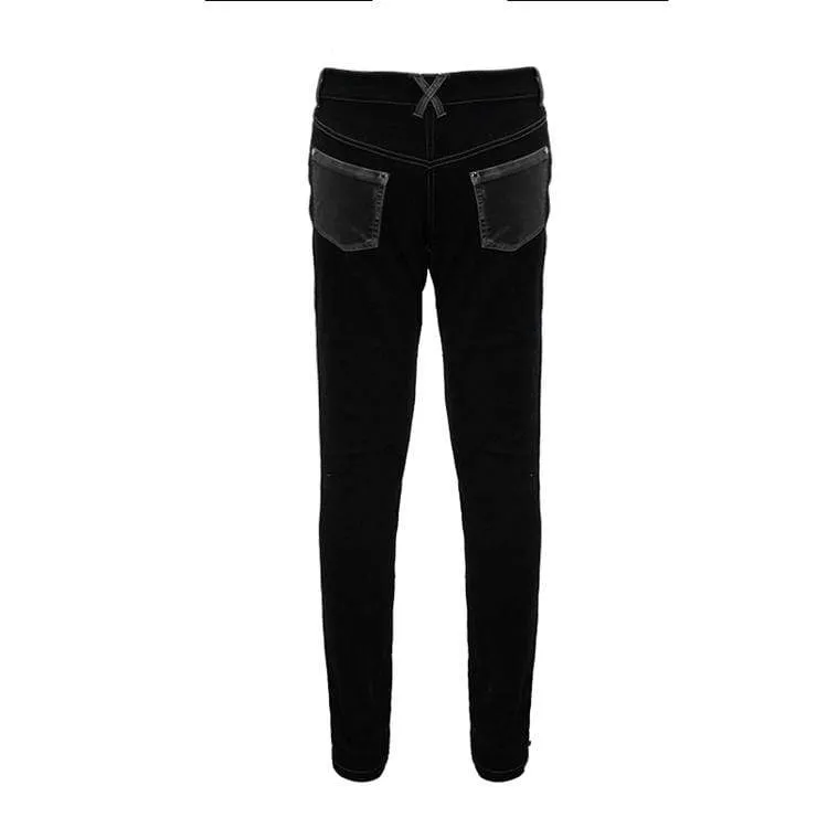 Men's Punk Cross Rivets Faux Leather Pants