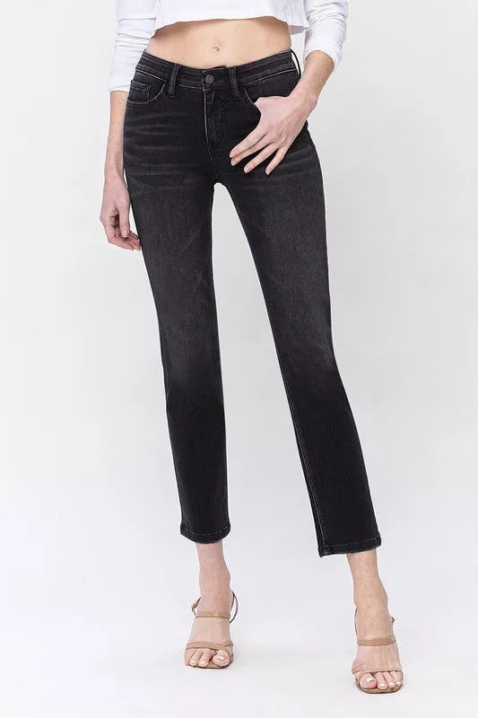 Mid Rise Ankle Slim Straight Jeans