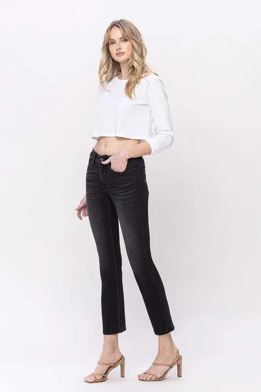 Mid Rise Ankle Slim Straight Jeans