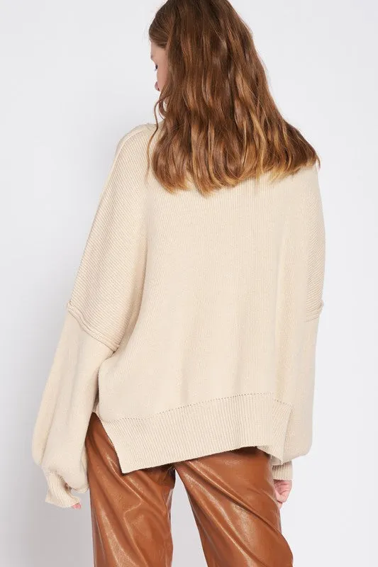 Oversized Long Sleeved Side Slit Sweater