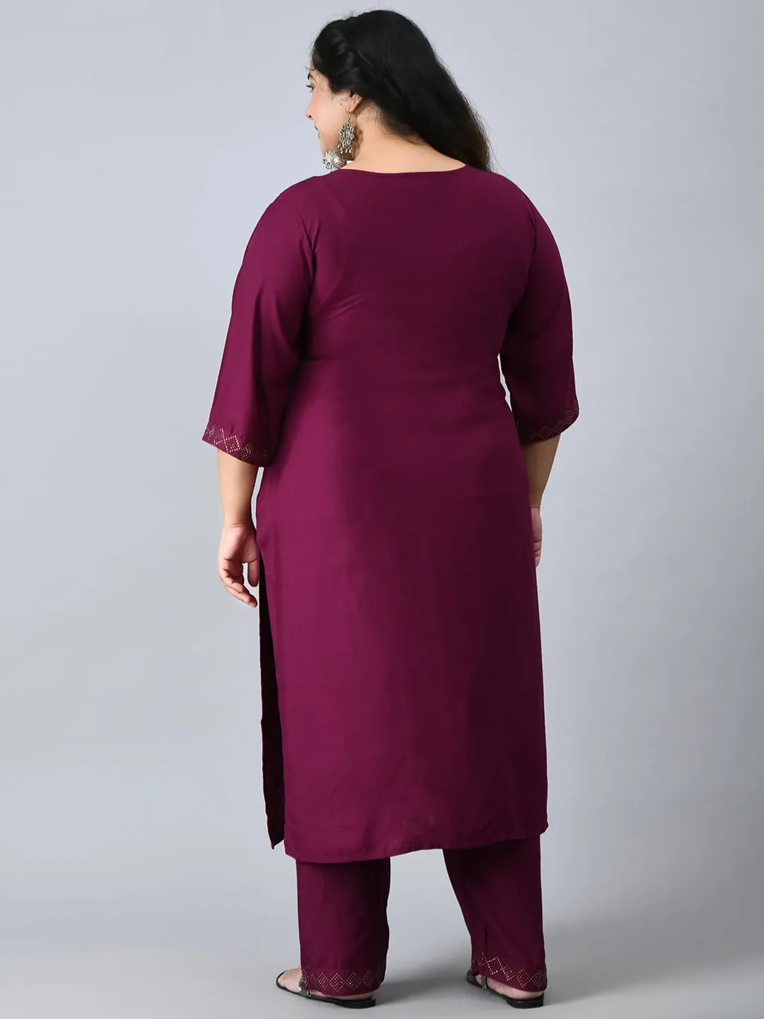 Plus Size Orchid Wine Kurta Pant Set