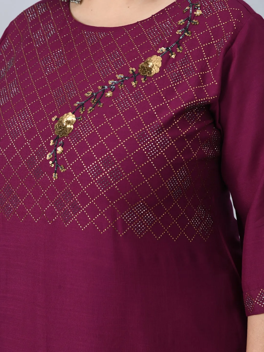 Plus Size Orchid Wine Kurta Pant Set