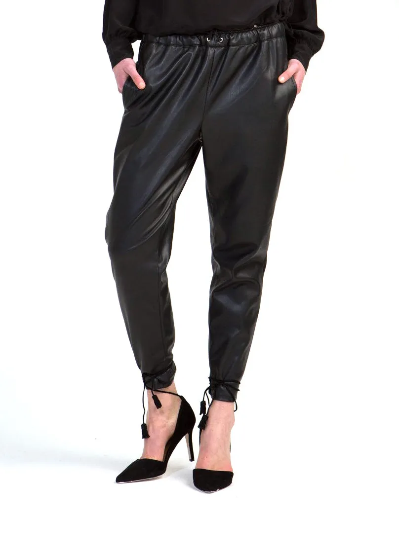 Relaxed Leather Pants in Black