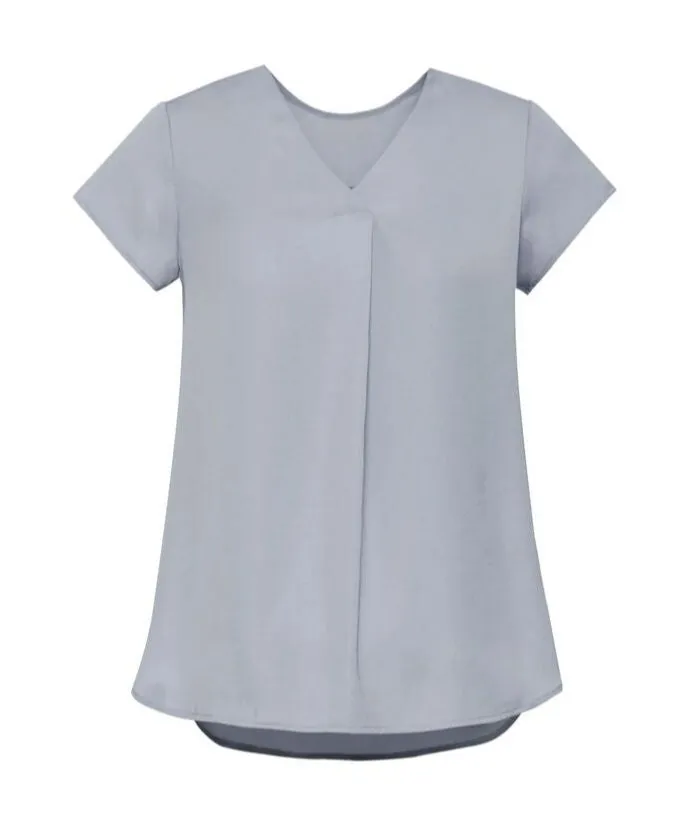 Womens Kayla V-neck Pleat Blouse