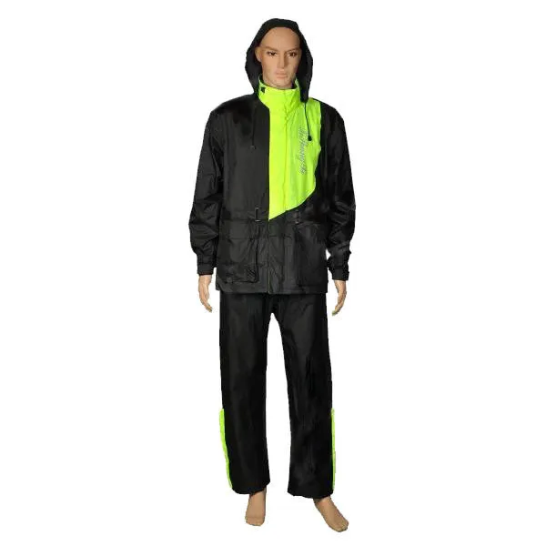 XSX Fashion Adults Motorcycling Waterproof Rain Coat   Pants - Black   Green