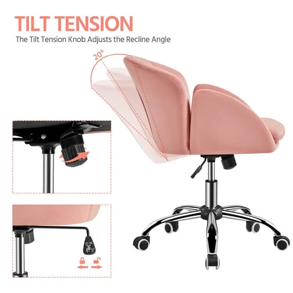 Yaheetech Cute Velvet Desk Chair for Home Office