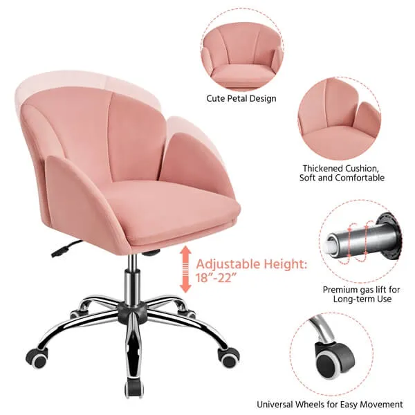 Yaheetech Cute Velvet Desk Chair for Home Office